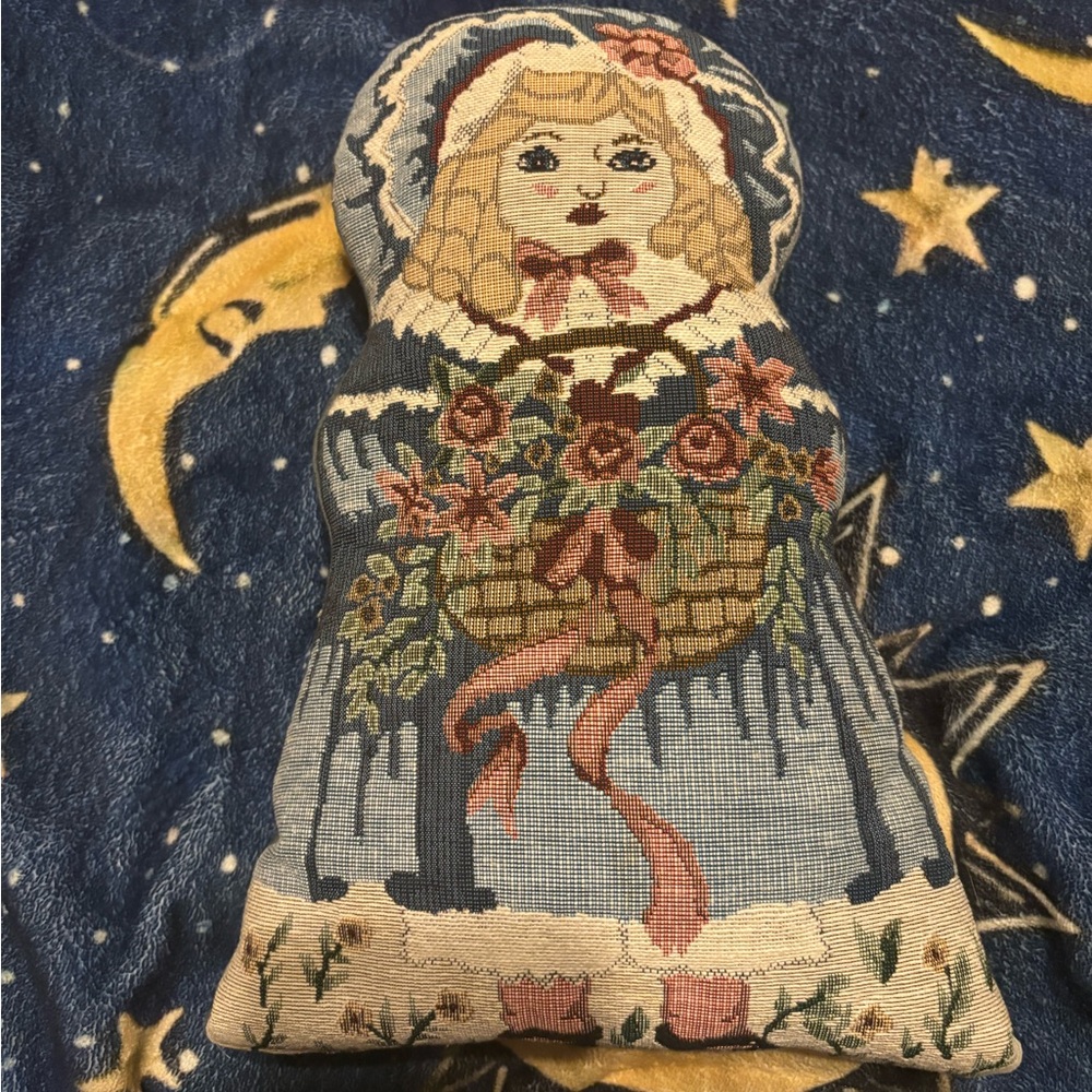 Vintage Doll Tapestry Pillow